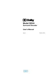 Model SDU4 Surround Decoder User's Manual - Dolby