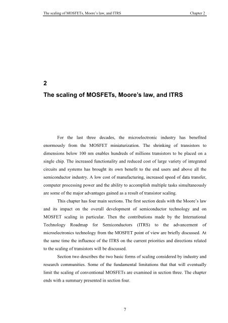 2 The scaling of MOSFETs, Moore's law, and ITRS