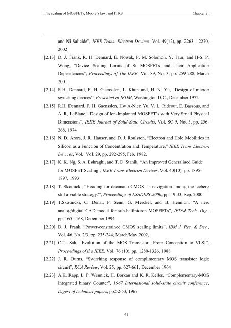 2 The scaling of MOSFETs, Moore's law, and ITRS