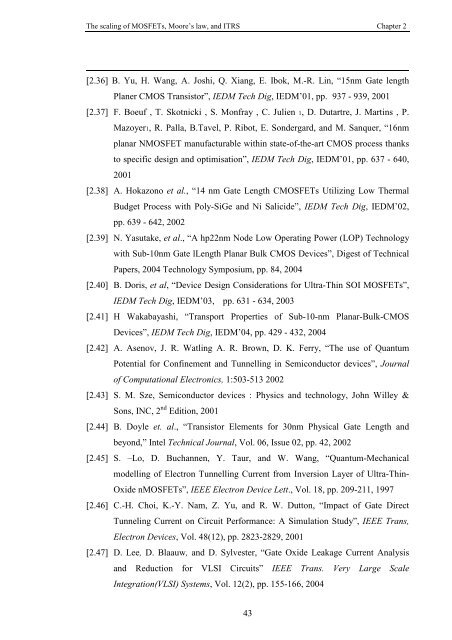 2 The scaling of MOSFETs, Moore's law, and ITRS