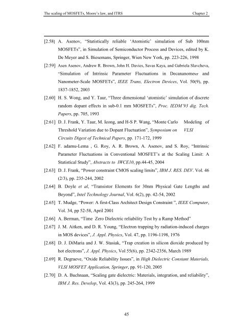 2 The scaling of MOSFETs, Moore's law, and ITRS