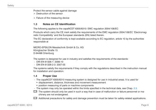 Manual capaNCDT 6300 / 6310 (PDF, 1.74 MB) - Micro-Epsilon