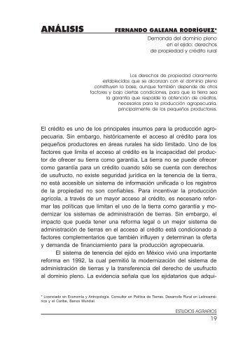 Demanda del dominio pleno en el ejido - ProcuradurÃ­a Agraria