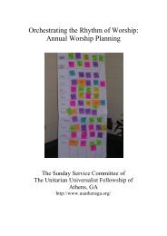 Annual Worship Planning - Unitarian Universalist Association