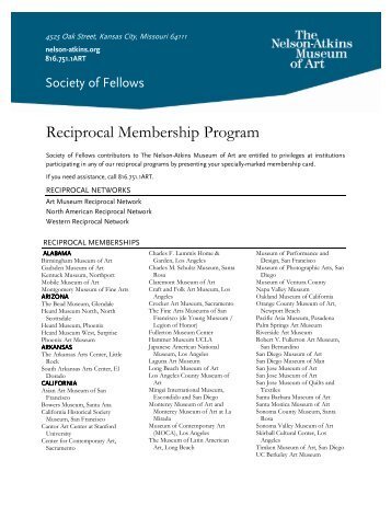 Reciprocal Membership Program - The Nelson-Atkins Museum of Art