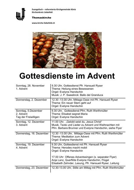 Gottesdienste im Advent - Kirchenkreis Liebefeld