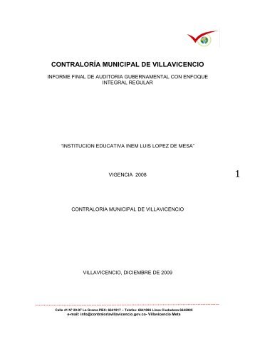 inem luis lopez de mesa - ContralorÃ­a Municipal de Villavicencio