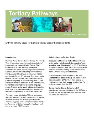 Tertiary Pathways - Samford Valley Steiner School