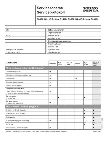 Serviceschema Serviceprotokoll - Volvo Penta Service