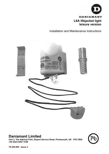 Daniamant L6A SOLAS Lifejacket Light Instructions - Safety Marine