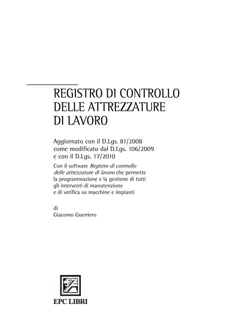 registro di controllo delle attrezzature di lavoro - Mega Italia Media ...