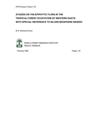 studies on the epiphytic flora in the tropical forest ecosystem of ...