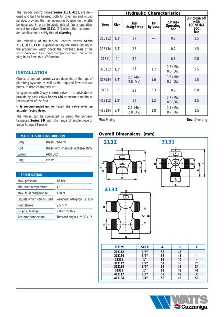 fan coil valves series 2131 - 3131 - 4131