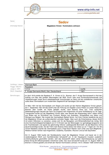 Russland 117,5 3.476 F. Krupp Germania Werft, Kiel ... - ship-info.net