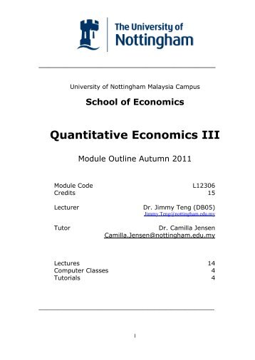 L12306 Quantitative Economics - The University of Nottingham ...