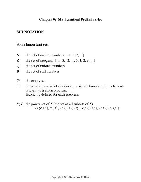 1. Some Notation for Sets