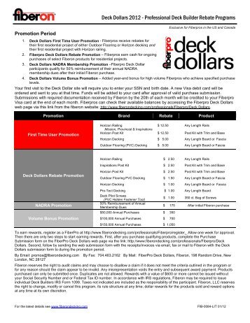 Deck Dollars 2012 - Professional Deck Builder Rebate Programs