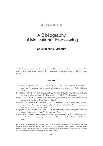 A Bibliography of Motivational Interviewing