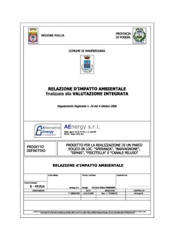 Relazione d'Impatto - Ambiente e Territorio della Capitanata ...