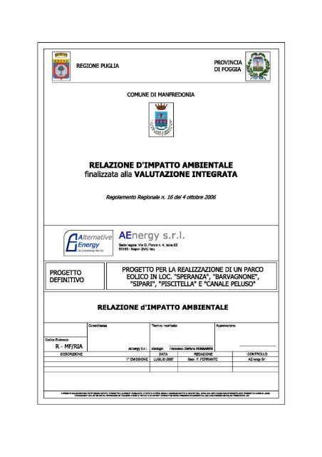 Relazione d'Impatto - Ambiente e Territorio della Capitanata ...