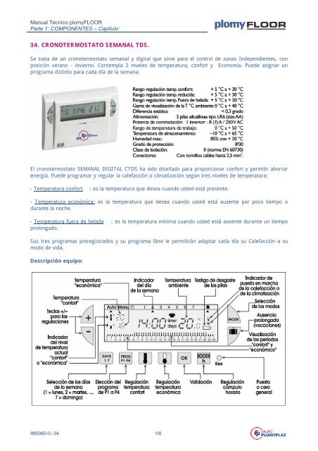 34. CRONOTERMOSTATO SEMANAL TDS. - Plomyplas