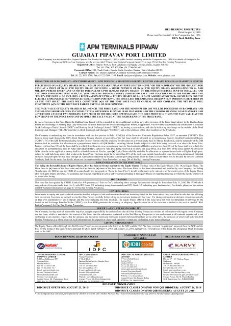 Gujarat Pipavav Port Ltd Rhp Idbi Capital