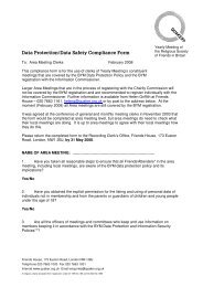 Data Protection/Data Safety Compliance Form - Quakers