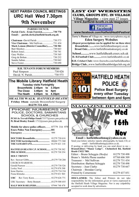 November2011 Edition - Hatfield Heath Village Magazine