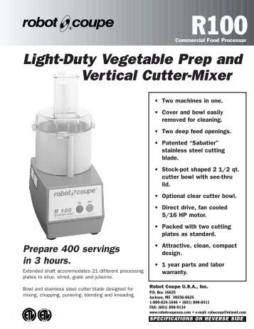 Light-Duty Vegetable Prep and Vertical Cutter-Mixer - Dvorsons