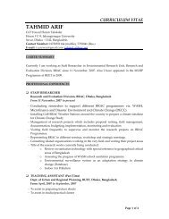 curriculum vitae tahmid arif - BRAC Research and Evaluation Division