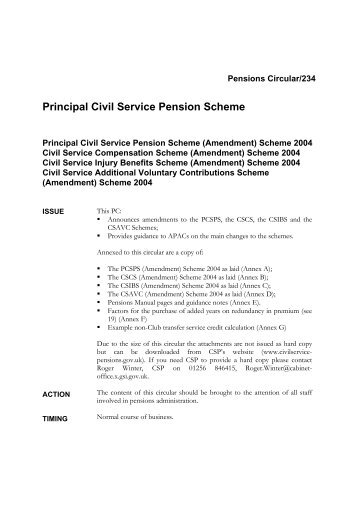 Principal Civil Service Pension Scheme - The Civil Service