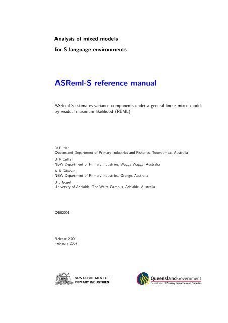 ASReml-S reference manual - VSN International