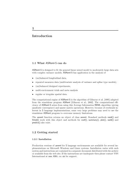 ASReml-S reference manual - VSN International