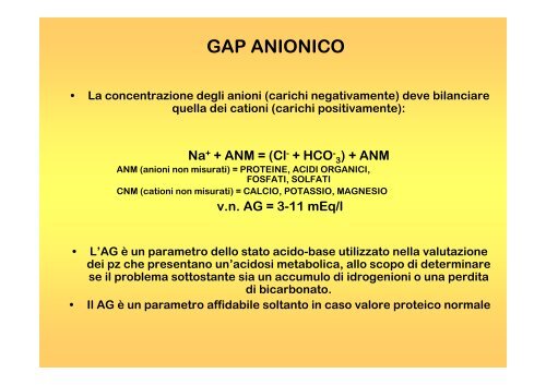 Equilibrio Acido-Base - FacoltÃ  di Medicina e Chirurgia