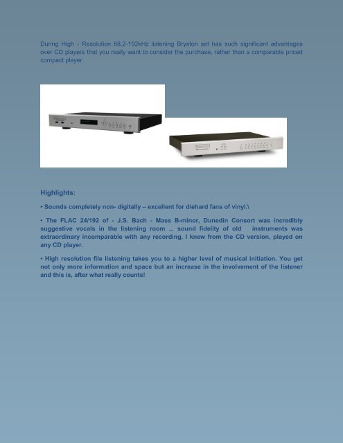 MEMO: To All Bryston Customers SUBJECT: BDP-1 Digital Player ...