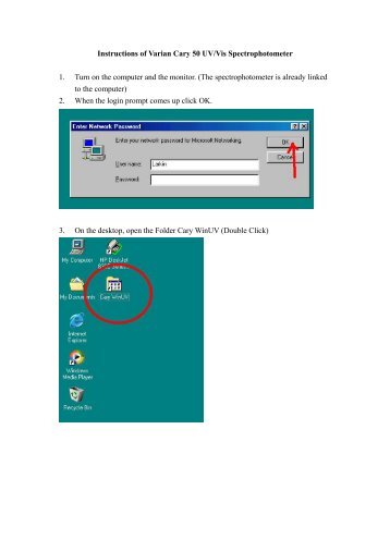 Instructions of Varian Cary 50 UV/Vis Spectrophotometer