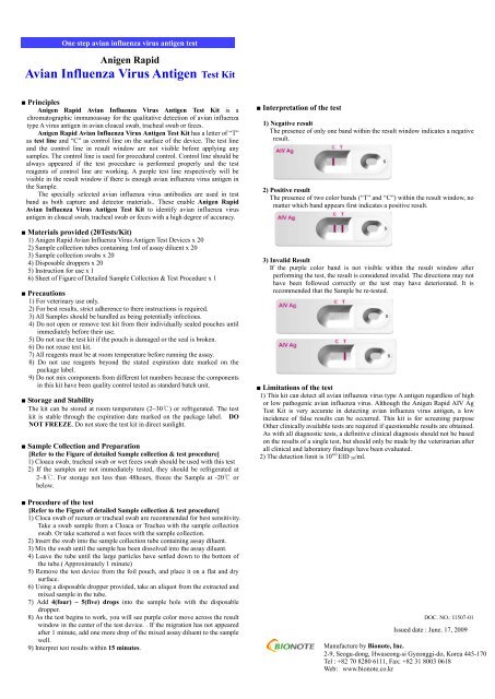 Avian Influenza Virus Antigen Test Kit