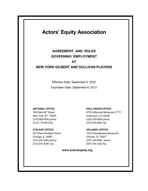 New York Gilbert and Sullivan Players (NYGASP) Rulebook ... - Actors