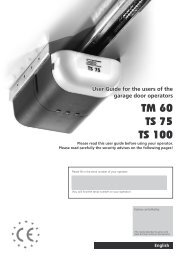 Seip TM60/TM80 User Manual - Gryphon Garage Doors