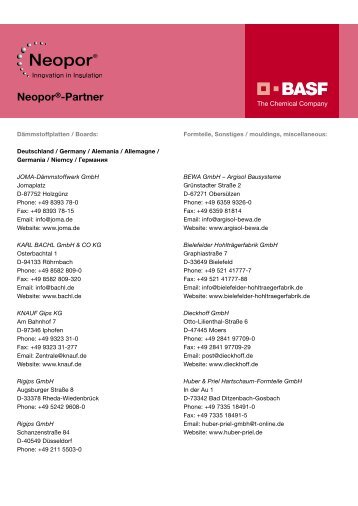 Neopor®-Partner - BASF Plastics Portal