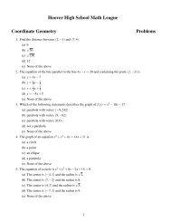 Hoover High School Math League Coordinate Geometry Problems