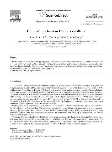 Controlling Chaos In Colpitts Oscillator Mechatronics
