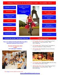 Alliance FranÃ§aise de la Sunshine Coast â November 2012 Newsletter