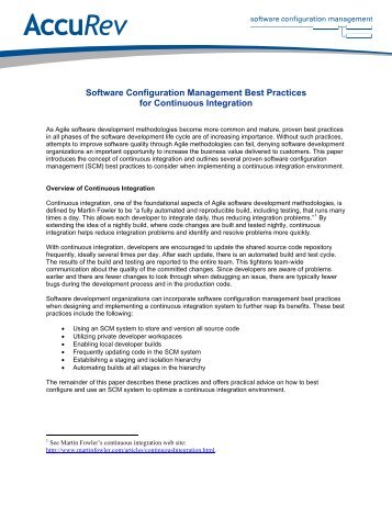 Software Configuration Management Best Practices for ... - AccuRev