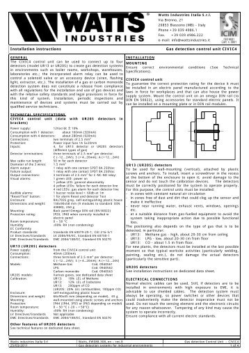 Installation instructions Gas detection control unit CIVIC4