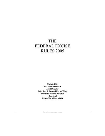 the federal excise rules 2005 - Federal Board of Revenue (FBR)
