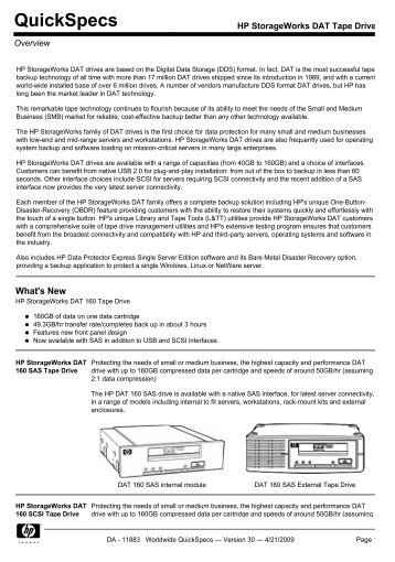 HP StorageWorks DAT Tape Drives