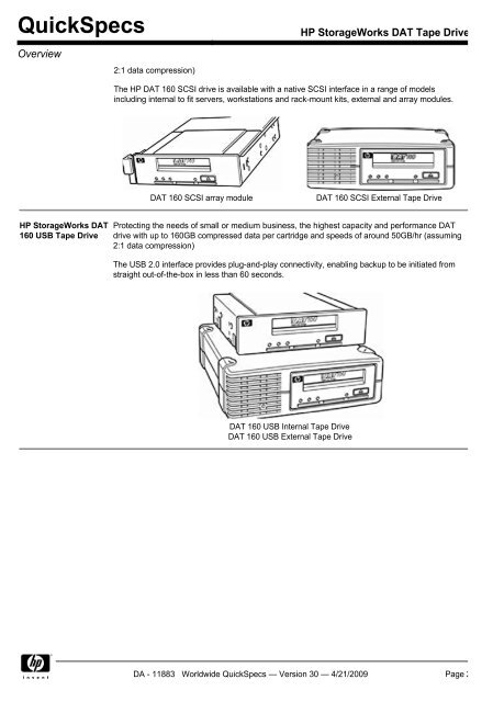 HP StorageWorks DAT Tape Drives