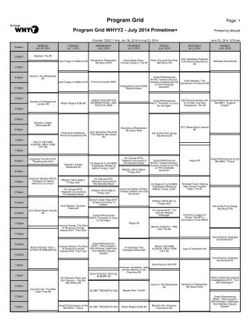 Program Grid - WHYY