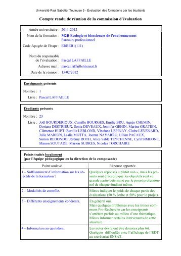 Compte rendu de rÃ©union de la commission d'Ã©valuation - SUP